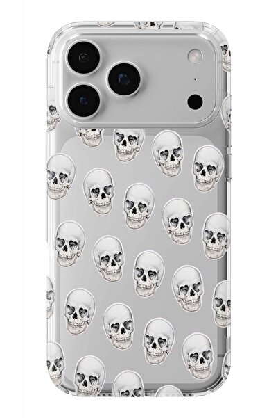 Multitronic حافظة شفافة مطبوعة بتصميم جماجم متوافقة مع هاتف iPhone 17 Pro Max