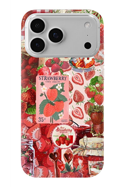 Multitronic حافظة شفافة مطبوعة بتصميم الفراولة متوافقة مع هاتف iPhone 17 Pro Max