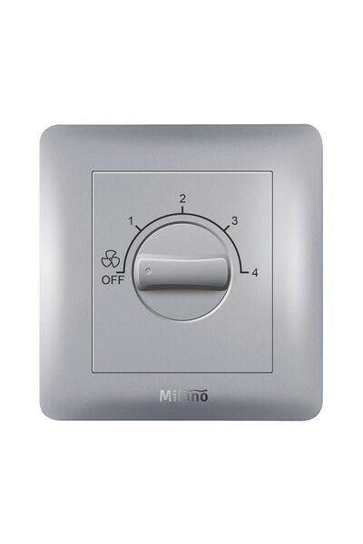 Milano 100W Step Fan Regulator - Piano Silver Switch, Durable Electrical Cont...
