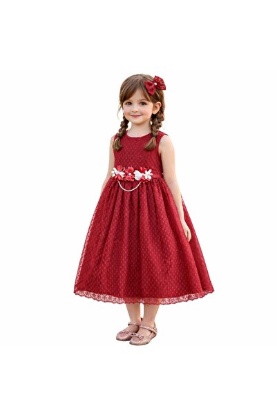Kids KIZ ÇOCUK ABİYE ELBİSE-6 YAŞ - BORDO