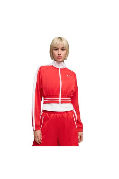 Puma 634556-11 T7 Pique Cropped Jacket Women's Jacket Red
