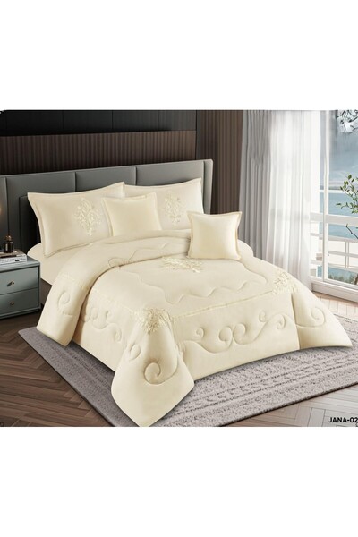 miral طقم لحاف مفرش سرير نفرين بتصميم مطرز ليمنحك الجمال والاناقة لديكور غلاف...