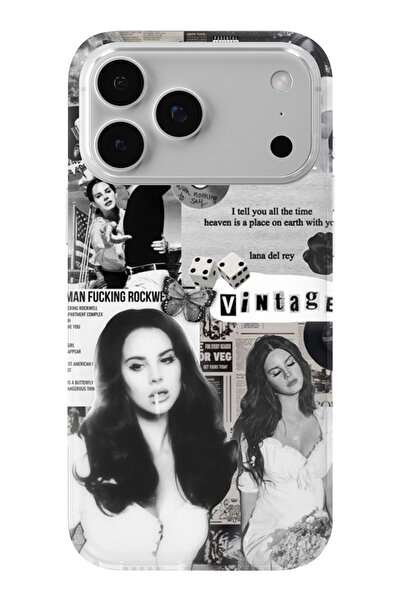 Multitronic حافظة شفافة مطبوعة بتصميم كولاج لانا ديل ري متوافقة مع هاتف آيفون...