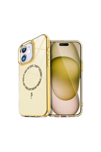 eco port غطاء ماج سيف لآيفون 12 بتصميم الماس الحي - أصفر