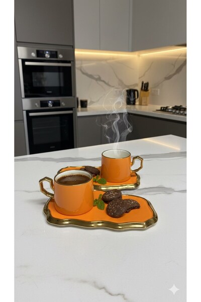 Sembol طقم أكواب كاساندرا 2 قطعة برتقالي ذهبي