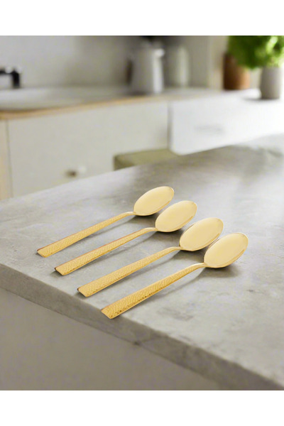 REDTAG Gold Tea Spoon Hammered Finish Set (4 Piece)