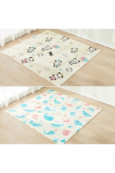 Avaleea Covoraș de joacă pentru copii, termic cu 2 fețe, ursuleți și delfini