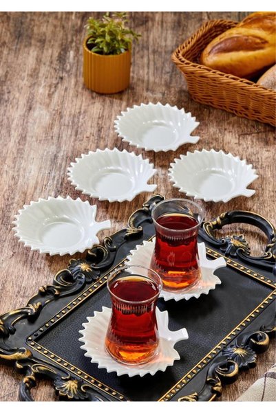 HomeTarz طقم أطباق شاي أويستر - 6 قطع، 11 سم