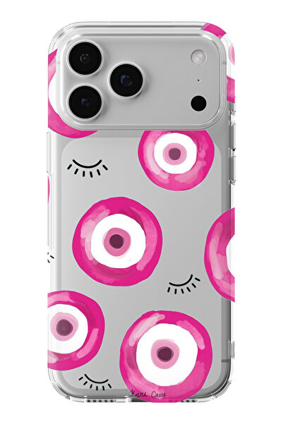 Multitronic حافظة شفافة مطبوعة بتصميم حبة العين الشريرة باللون الوردي متوافقة...