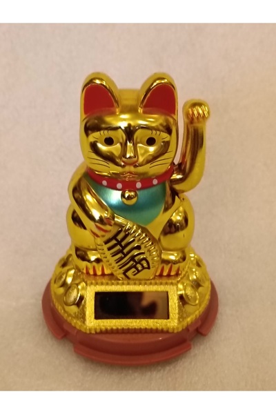 Butik Tülin Otantik sert plastik altın rengi Maneki Neko japon el sallayan şa...