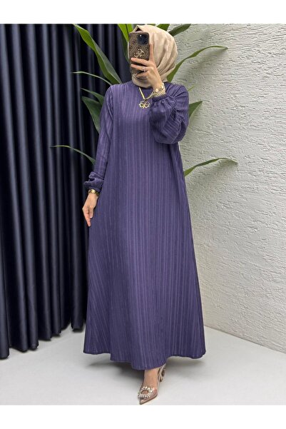 ZENA BY ÇETİN LEVENT Piliseli Salaş Kesim Tesettür Elbise Günlük ve Şık Uzun ...