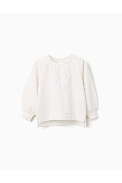 Ziddy Sweatshirt with Printed Bow for Girls, White