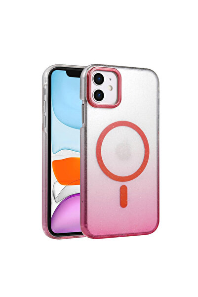 eco port غطاء آيفون 12 لامع متوافق مع ماج سيف - وردي