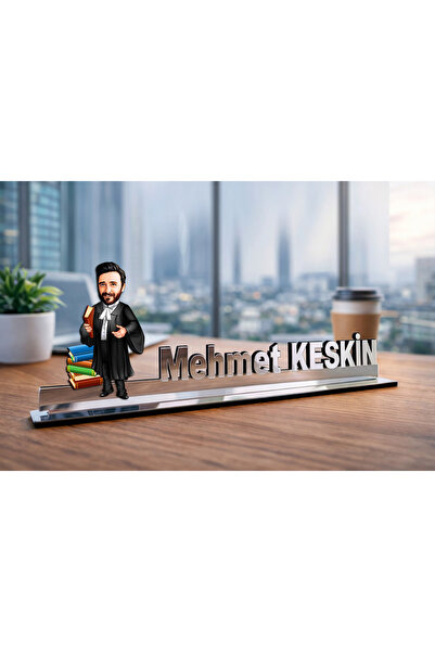 MK Sanart Kişiye Özel Karikatürlü Avukat Hakim Masa İsimliği - Erkek Masa İsi...
