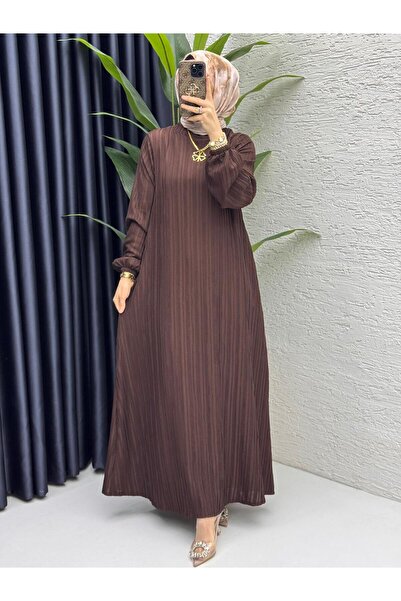 ZENA BY ÇETİN LEVENT Piliseli Salaş Kesim Tesettür Elbise Günlük ve Şık Uzun ...