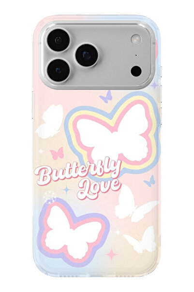 Multitronic حافظة شفافة مطبوعة بتصميم Butterfly Love متوافقة مع هاتف iPhone 1...