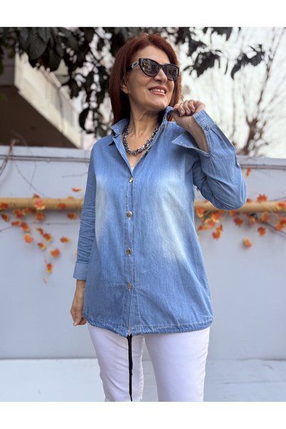 DenizEge Metal Bead Embellished Denim Shirt