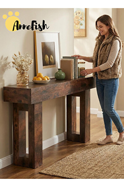 AnneFish 160*35*90cm Console Table with Power Outlet Farmhouse Long Entryway ...