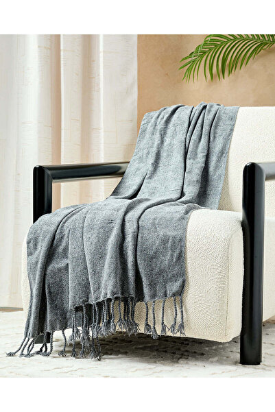 REDTAG بطانية من الشنيل الرمادي المنسوج