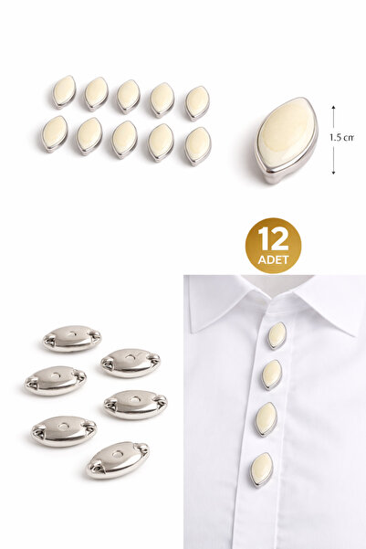 Josellini Mekik Model Dikmeli Düğme 12’li Set – 1,5x1 cm – 4 Renk Seçenekli D...