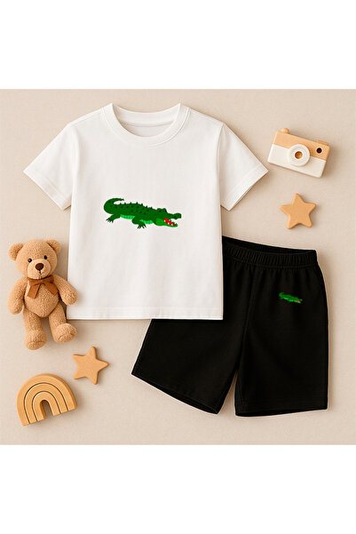 genosha T-shirt Şort Çocuk Takım 100% Pamuk Rahat Kesim Günlük Sevimli Baskıl...