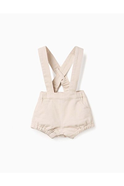 Ziddy Twill Shorts with Removable Straps for Newborn Boys, Beige