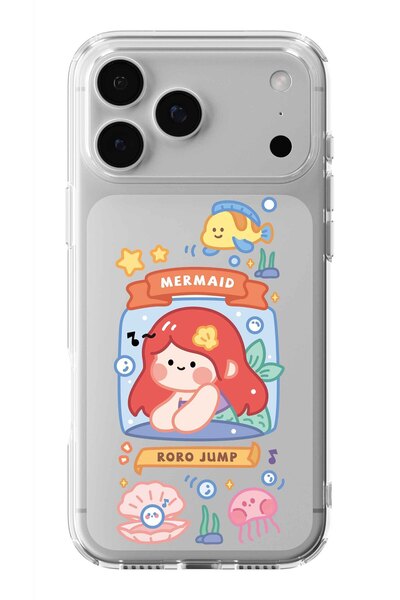 Multitronic حافظة شفافة مطبوعة بتصميم حورية البحر متوافقة مع هاتف iPhone 17 P...