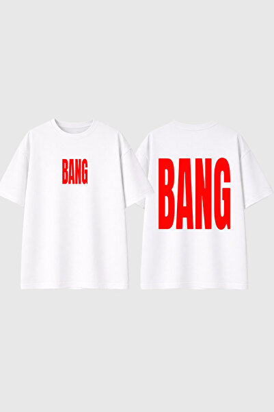 urbvn Бяла овърсайз тениска с принт  "Дизайн Red Bang "
