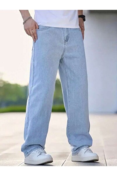 oraystore Men's Snow Wash Loose Fit Jean Trousers