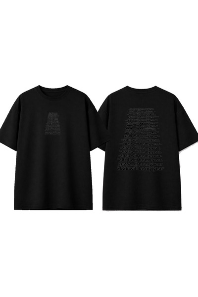urbvn Tricou oversize negru cu imprimeu My Year Design