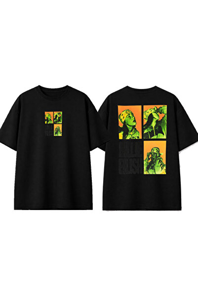 urbvn تي شيرت أسود كبير الحجم مطبوع بتصميم بيلي جرين