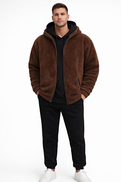 WENMİNG Men's 3 Threaded Sweatpants Set + Zippered Plush Jacket 3-Piece Combi...