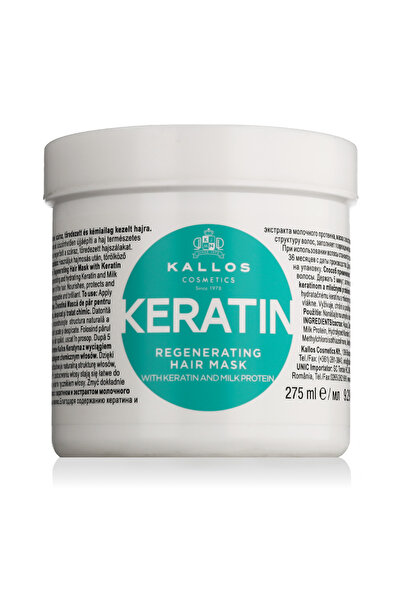 Kallos Cosmetics Μάσκα μαλλιών Kallos με κερατίνη και πρωτεΐνη γάλακτος 275 ml