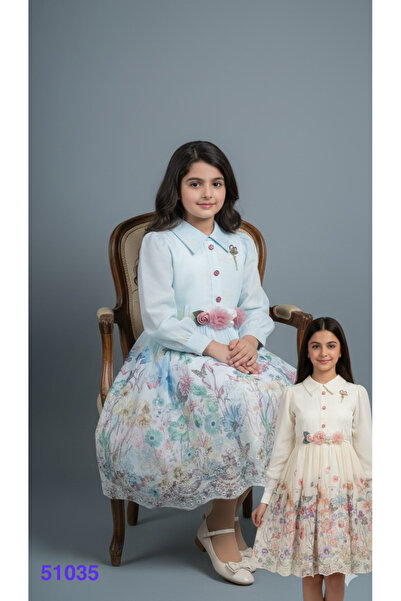 Rawai Roma Elegant girls' dress with prominent flowers and spring colors