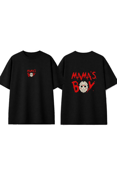 urbvn Μπλουζάκι Mamas Boy με στάμπα σε μαύρο χρώμα, oversized