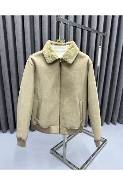 Avni Ceylan Men's Limited Series Fur Collar Suede Bomber Coat