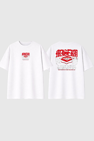 urbvn Μπλουζάκι Ghetto 6 με στάμπα σχεδίου, λευκό, oversized