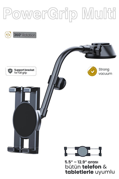 Etiget Araç İçi Vakumlu Telefon Tablet Tutacağı | 360° Döner | 5.5–12.9 İnç