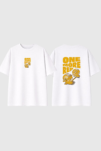 urbvn Tricou supradimensionat alb cu imprimeu One More Bar Design