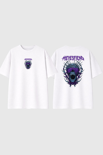 urbvn Tricou supradimensionat alb cu imprimeu Meyesfiend Design