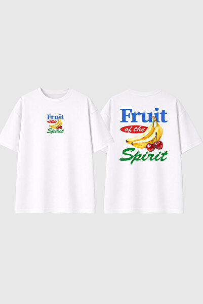urbvn Fruit Spirit Design Printed White Oversize t Shirt