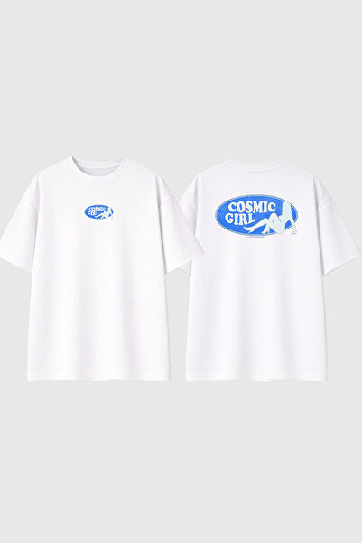 urbvn Μπλουζάκι Cosmic Girl με στάμπα σε λευκό χρώμα και oversized γραμμή