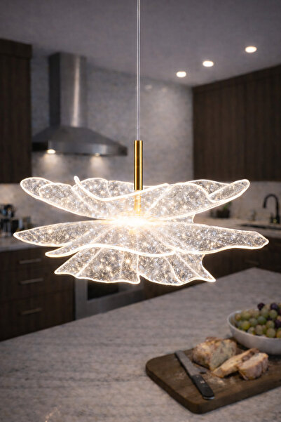 Luna Lighting Melek Model Gold Kaplama 3 Renk Metal Salon Mutfak Oturma Yatak...