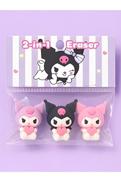 ÖZ OFİS Kuromi Hem Kalem Başlığı Hem Silgi İkisi Bir Arada Silgi ve Kalem Süs...