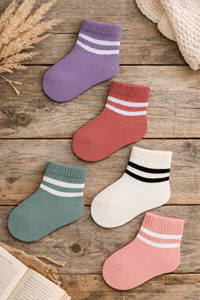 Black Arden Socks Renkli Ve Rahat Çocuk Soket Çorapları 5'li
