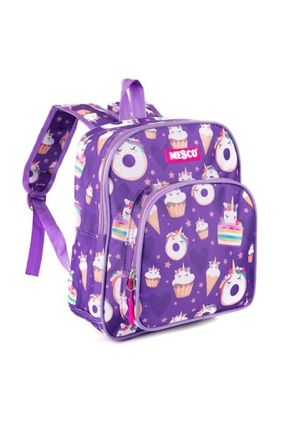 Mesco Rucsac de grădiniță cu 2 compartimente, model Unicorn Cupcakes, mov, 32...