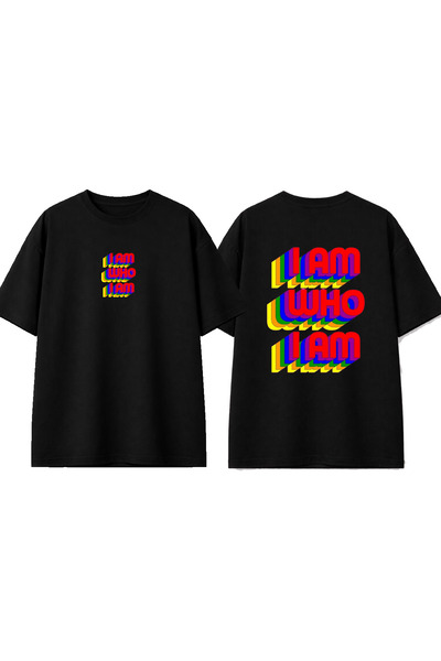 urbvn Tricou negru oversize cu imprimeu WHO1 Design