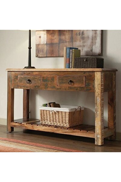 ViraHome Ahşap ve Metal Dekorasyon Doğal Masif Ahşap Dresuar