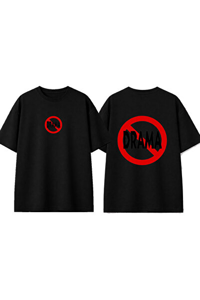 urbvn No Drama Design Printed Black Oversize T-Shirt