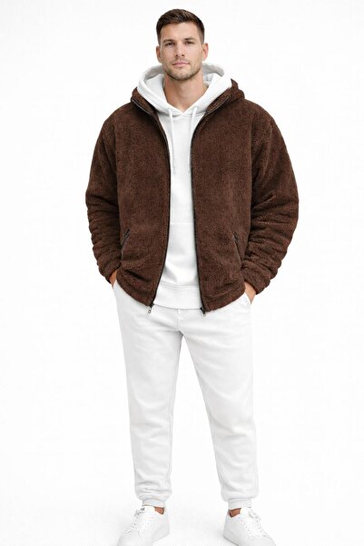 WENMİNG Men's 3 Threaded Sweatpants Set + Zippered Plush Jacket 3-Piece Combi...